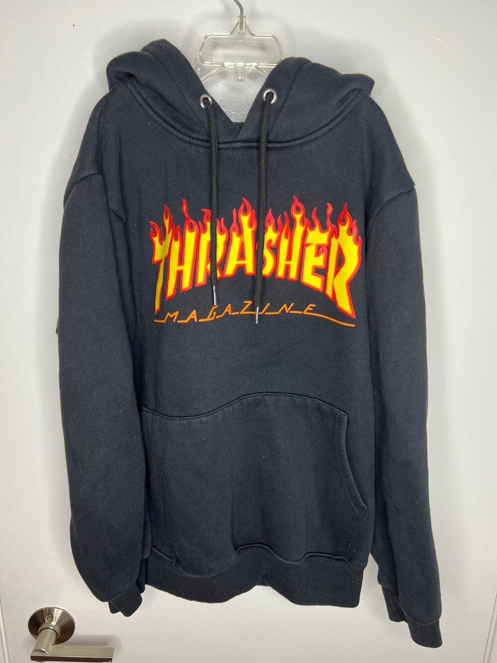 Thrasher Unisex Flame Logo Hoodie Sweatshirt Black ~ Size M